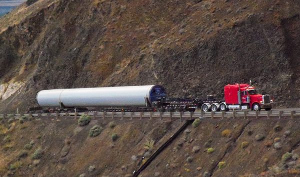 Lone Star Transportation hauling oversized wind turbine tower