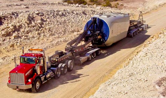 Lone Star truck transporting renewable energy source equipment