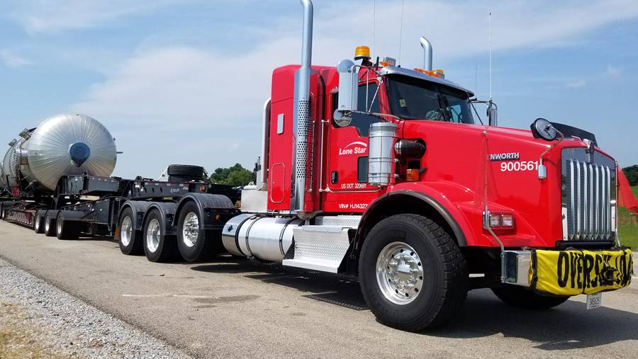 Lone Star Transportation flatbed hauling oversized project equipment