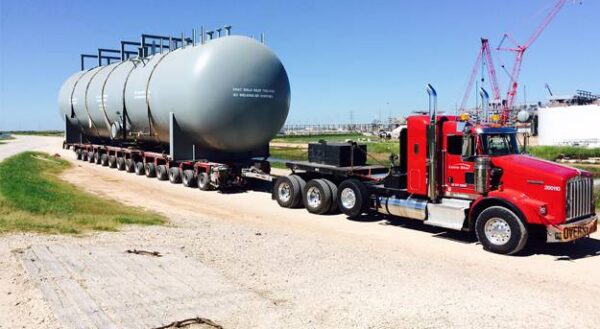types-oil-gas Lone Star Transportation truck hauling oversized oil tank