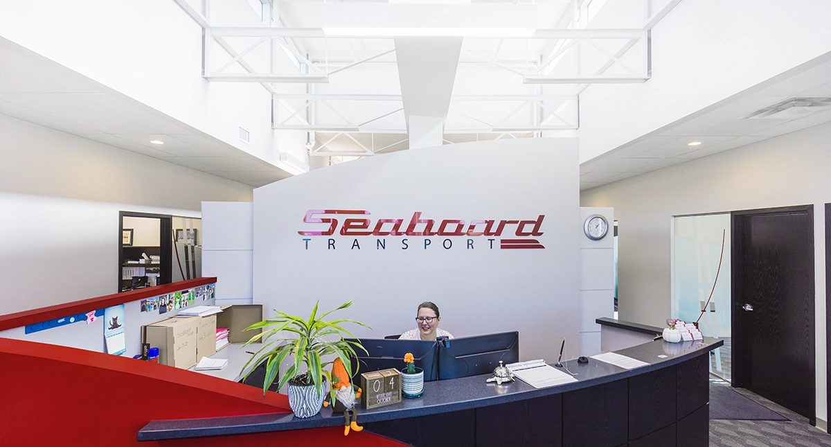 Seaboard Transport receptionist seated at front desk